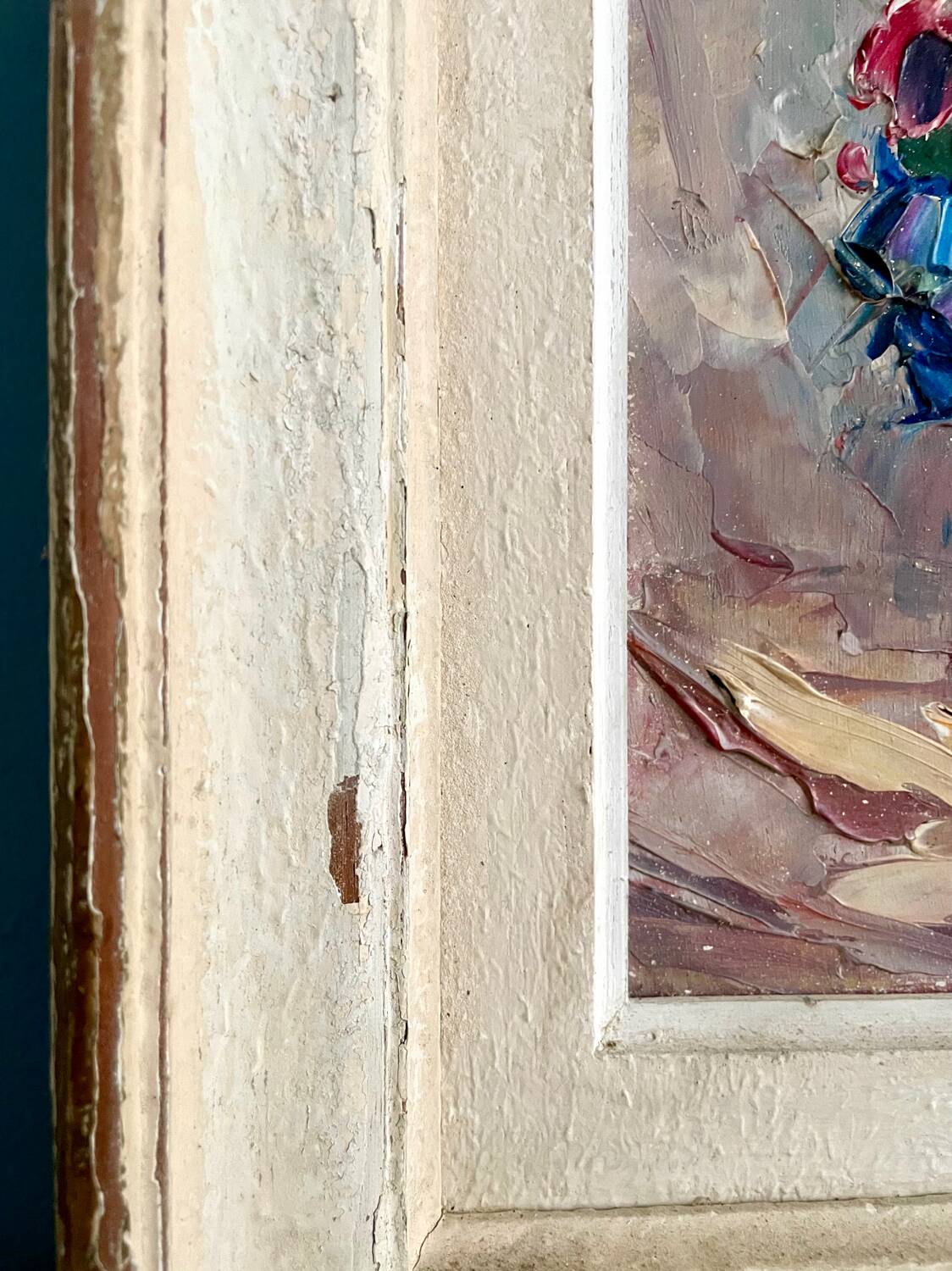 Country bouquet, old oil on panel