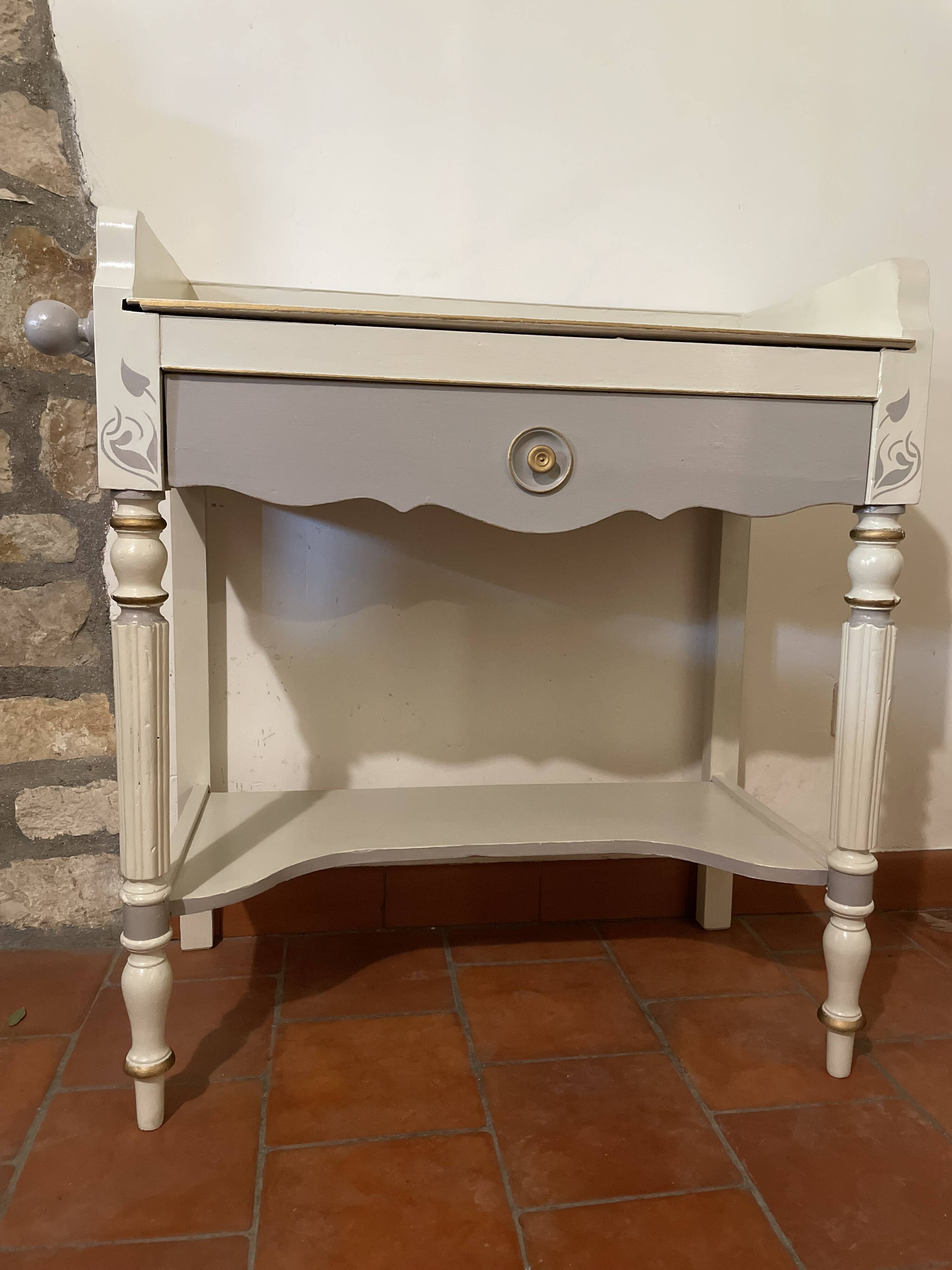 Desserte ou petit bureau beige et taupe