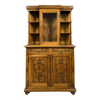 Renaissance style silver cabinet library in carved walnut circa 1850