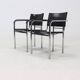 Lot de 2 chaises italiennes modernes en cuir et acier chromé des années 1980