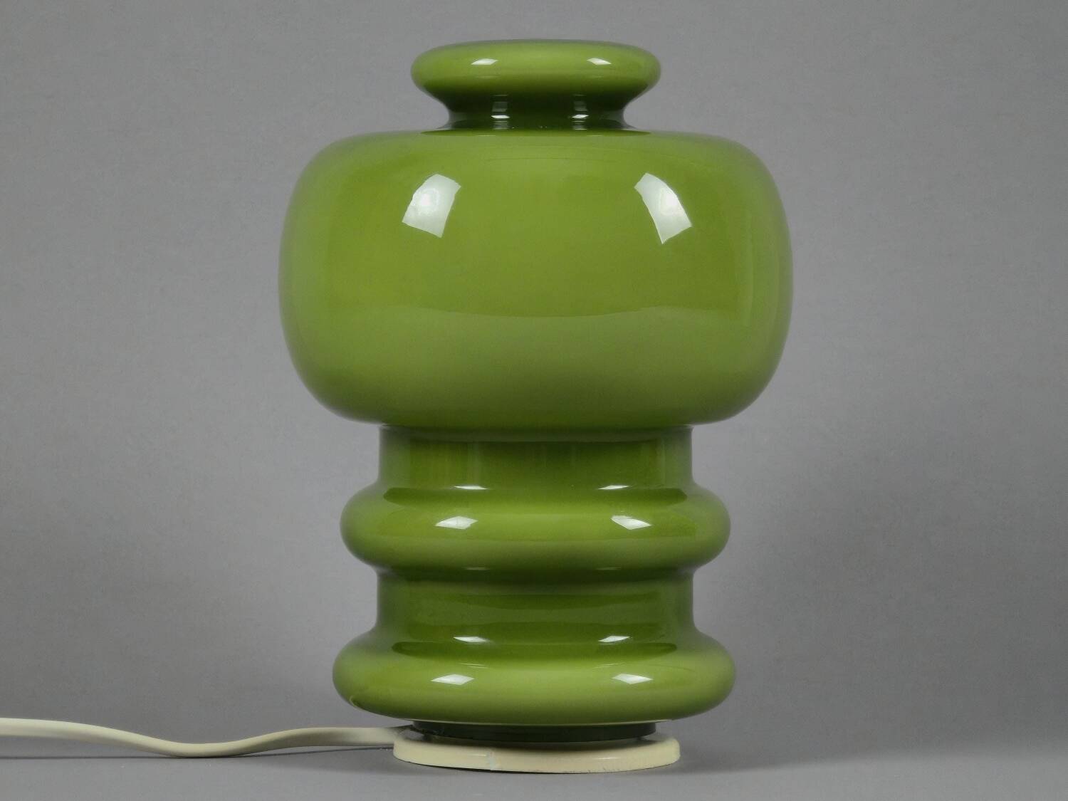 Vintage 1970s Green Cased-Glass Mushroom Lamp From Sweden.