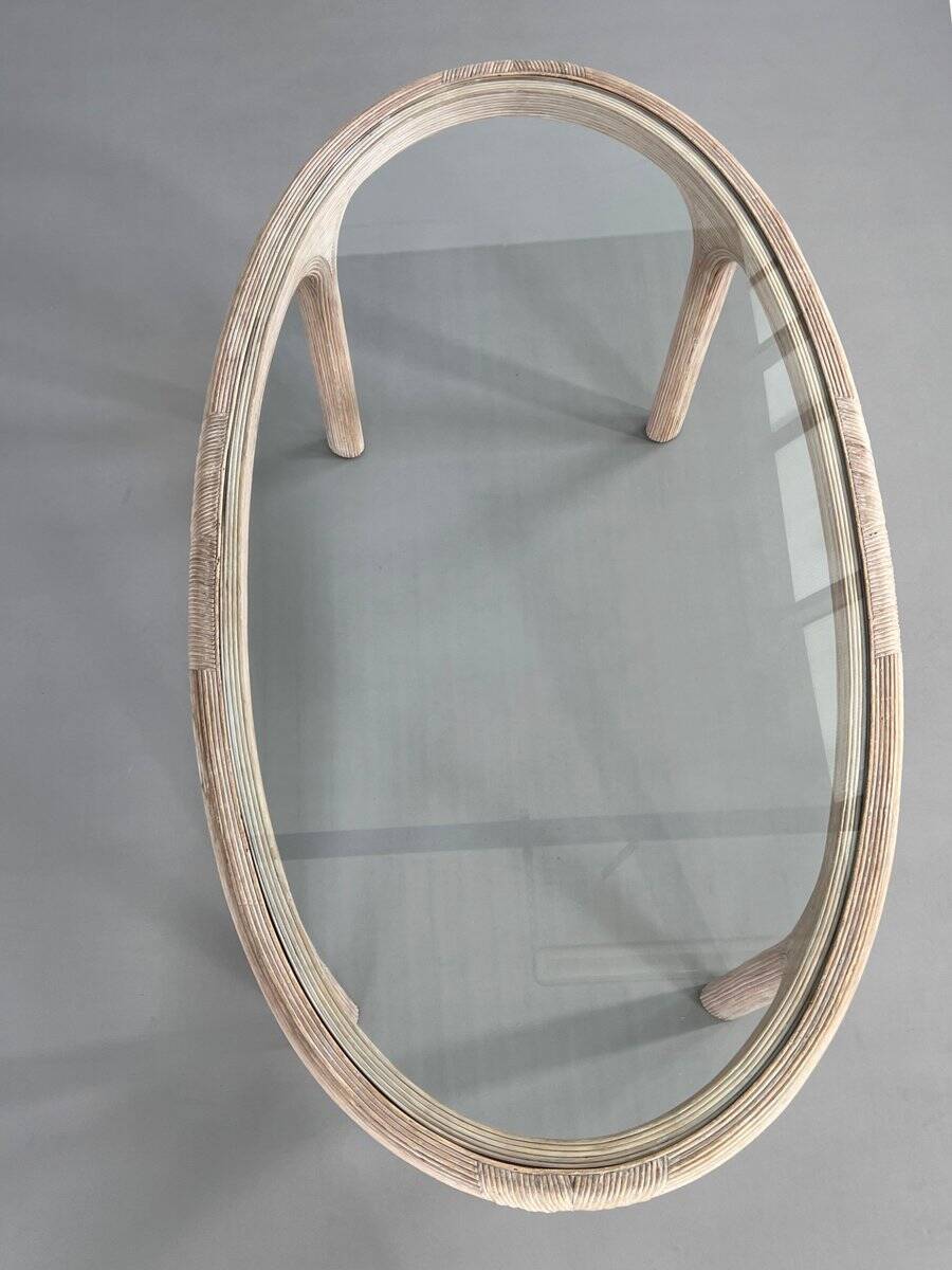 Oval table in marquetry of rattan and glass Vivai del Sud