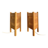 Paire de lampes de table en bois de pin – Luleå Stjärslöjd