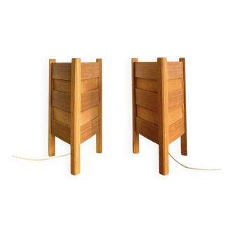 Pair of pine wood table lamps – Luleå Stjärslöjd
