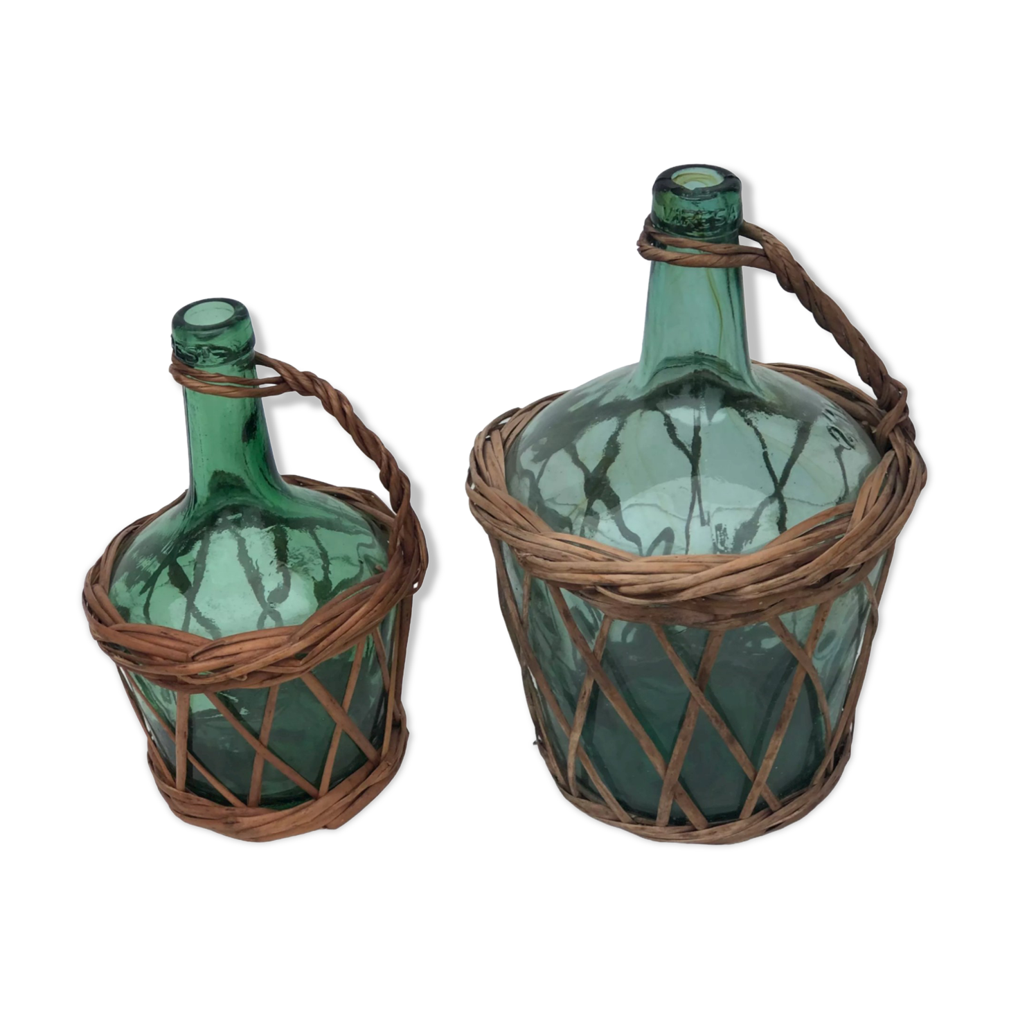 Ladies-jeanne dressed in wicker - lot of 2