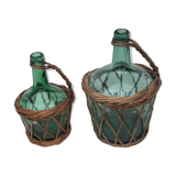 Ladies-jeanne dressed in wicker - lot of 2