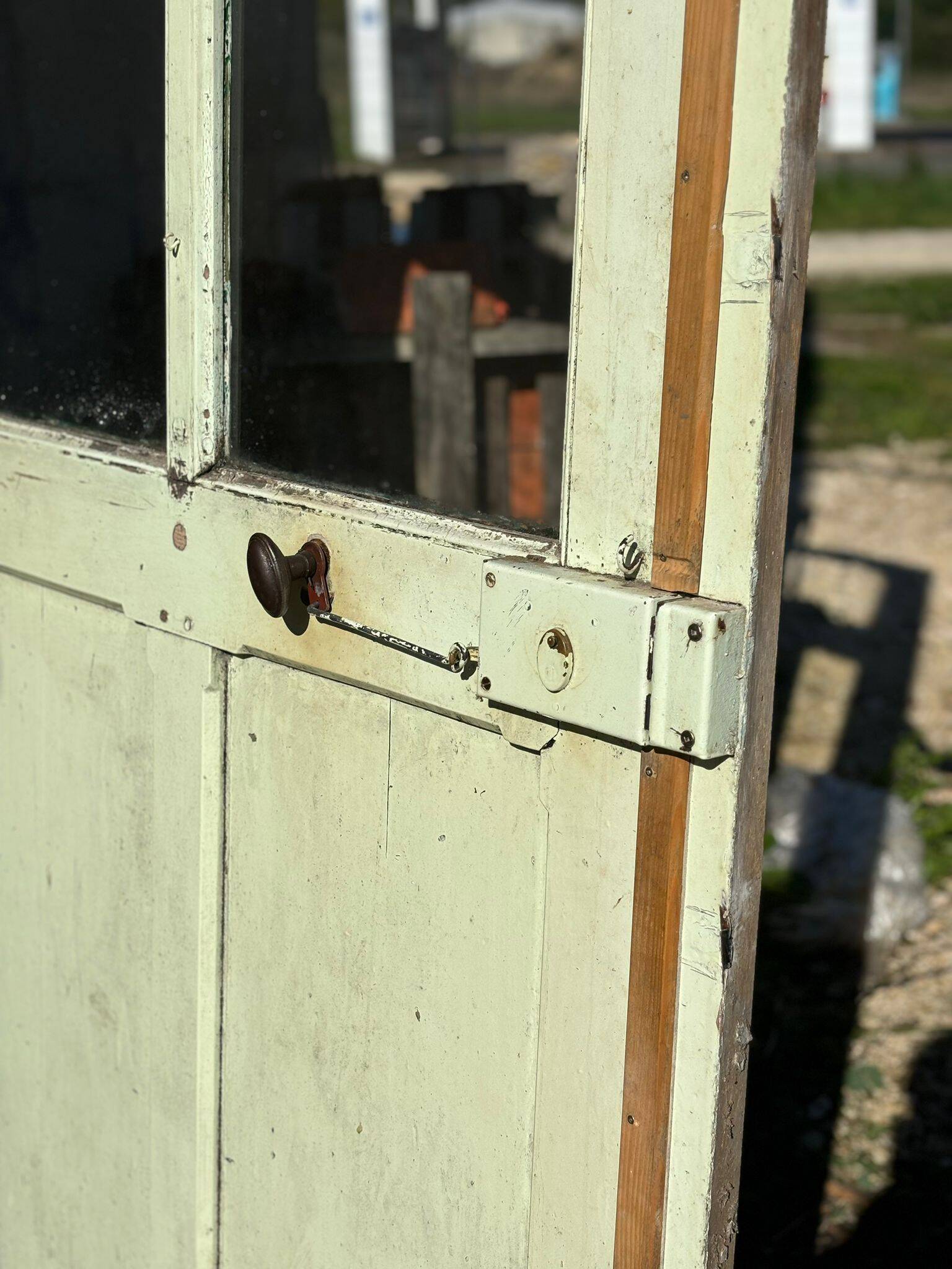 Antique glass door with frame