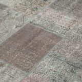 Tapis anatolien surteint fait à la main 200 cm x 297 cm tapis patchwork gris