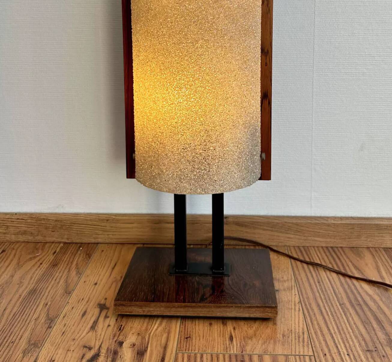 Vintage floor lamp, Rosewood and Perspex, France 1960
