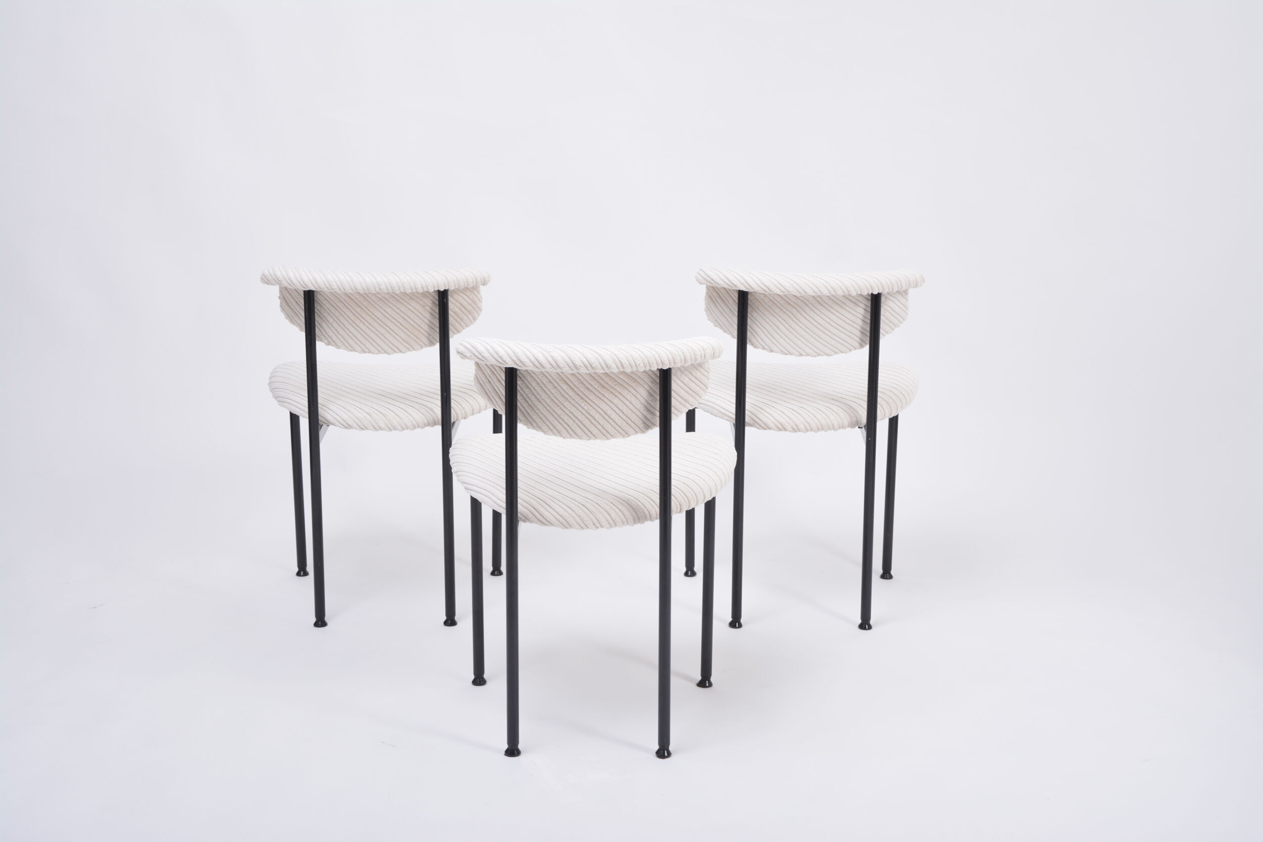 Set of Three Dutch White Alpha Chairs Designed by Rudolf Wolf, 1960s