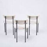 Set of Three Dutch White Alpha Chairs Designed by Rudolf Wolf, 1960s