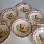 6 assiettes creuses coq Émile Tessier Malicorne