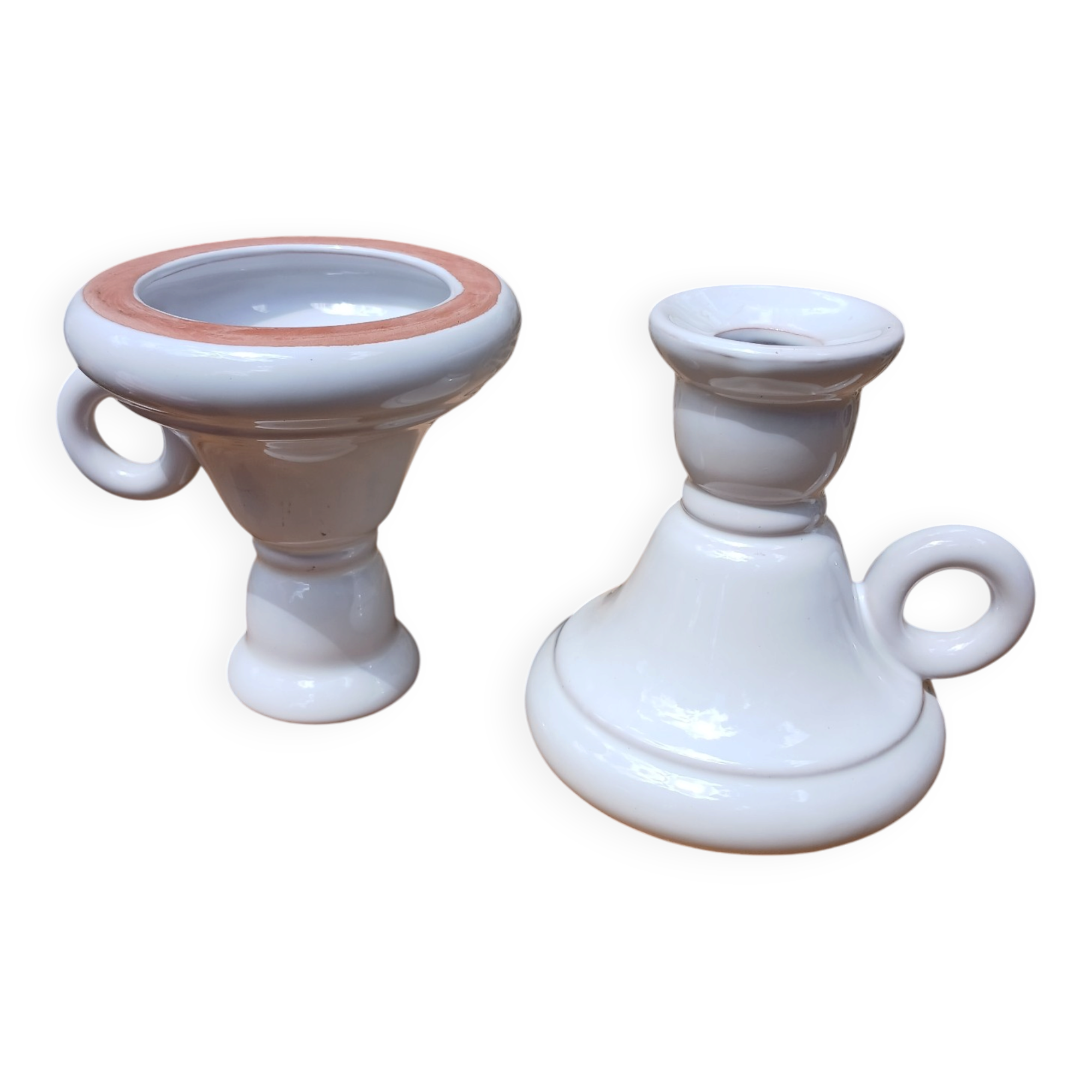 2 handmade ceramic candle holders