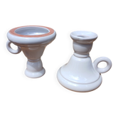 2 bougeoirs en céramique artisanale