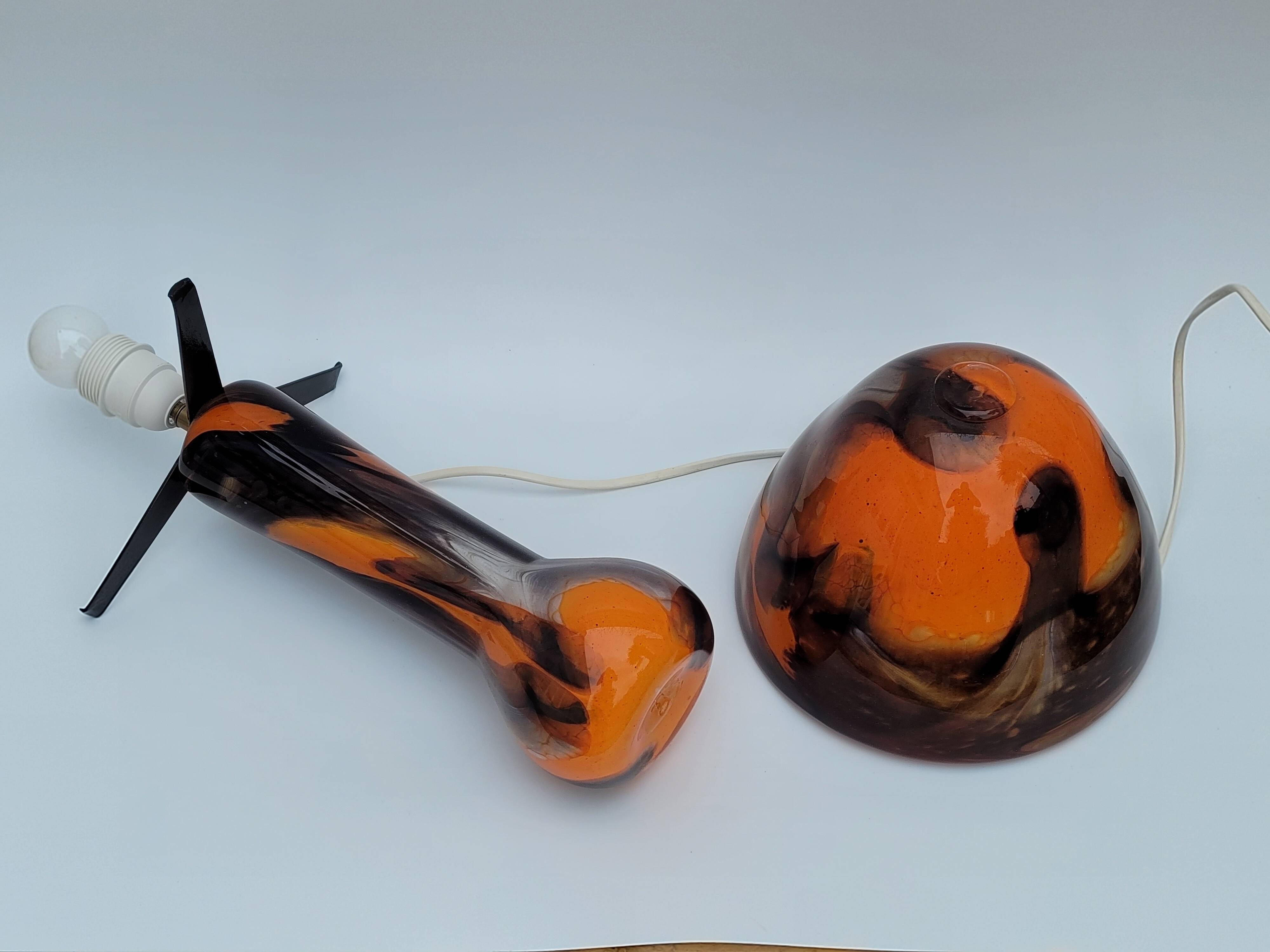 Vintage champion orange Murano glass lamp