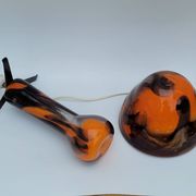 Vintage champion orange Murano glass lamp