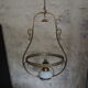 Old suspension in opaline, earthenware and brass - kerosene lamp