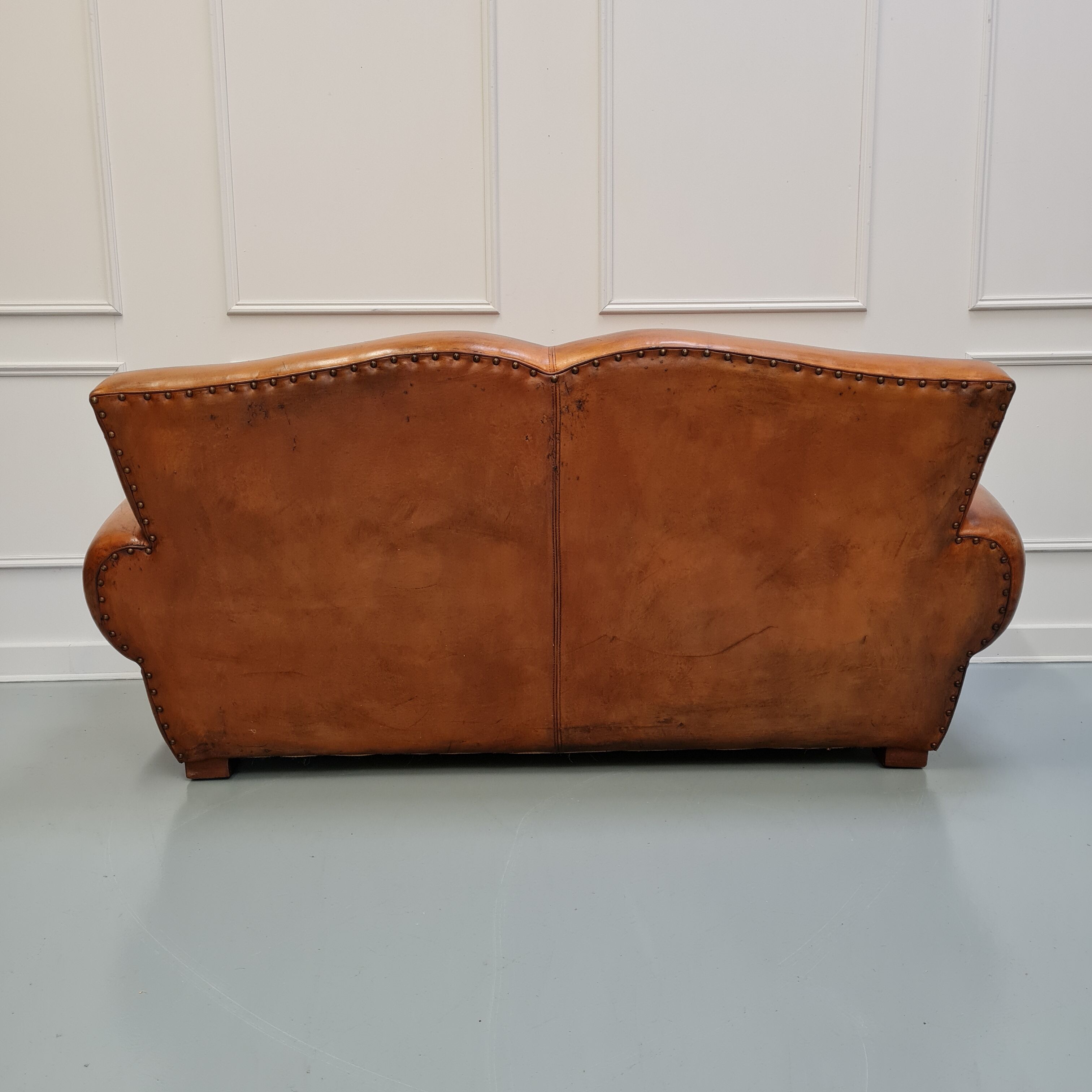 Vintage french leather sofa c1950