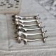 6 Vintage Dachshund Dog Knife Rests – Patinated Silver Metal