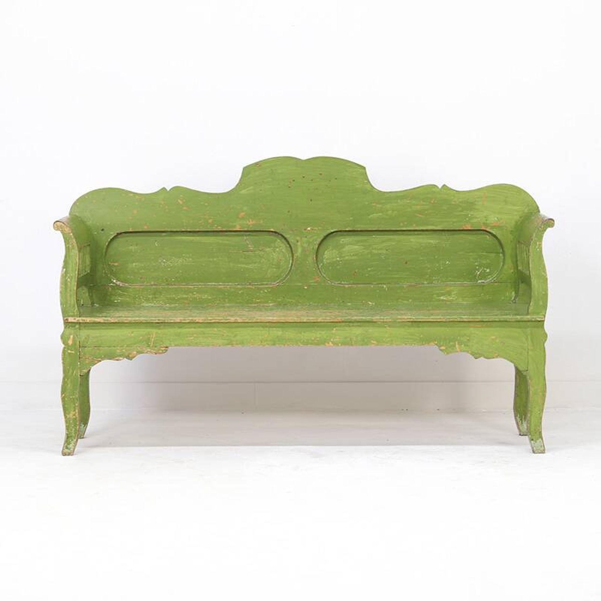 Painted Rustic Farmhouse Folk Art Wooden Bench