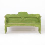 Painted Rustic Farmhouse Folk Art Wooden Bench