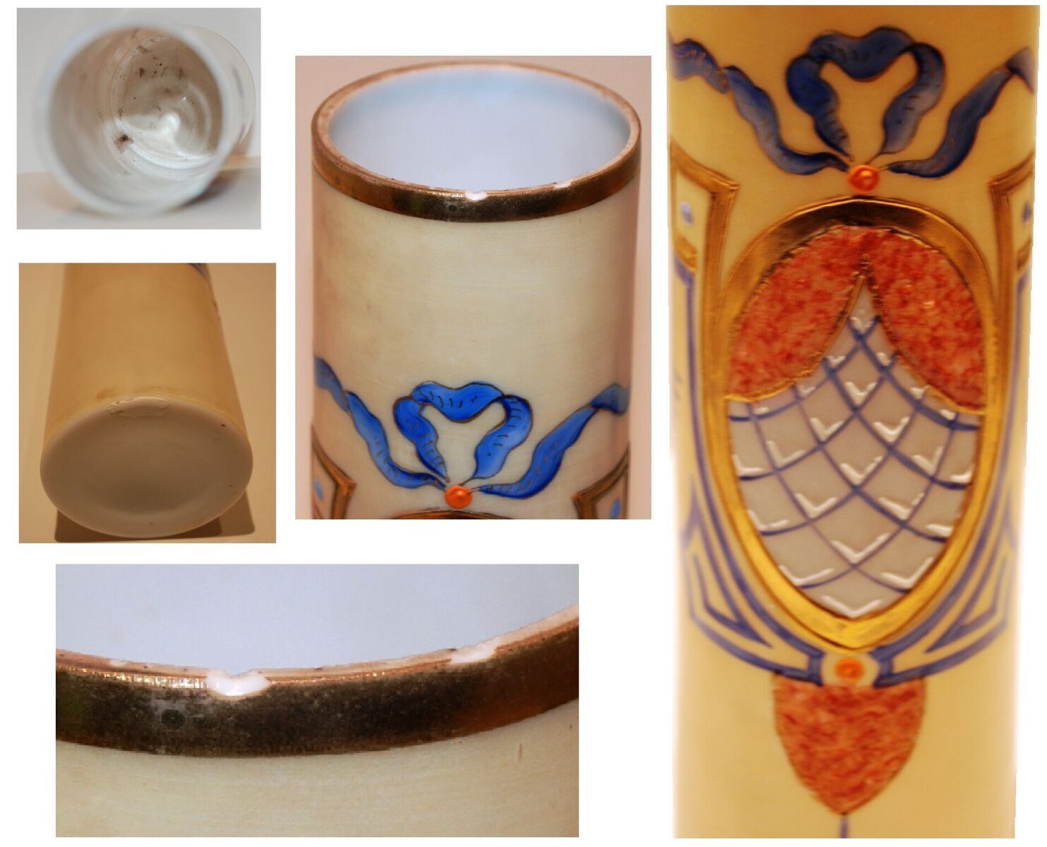 Very pretty opaline vase enamelled Art Nouveau style