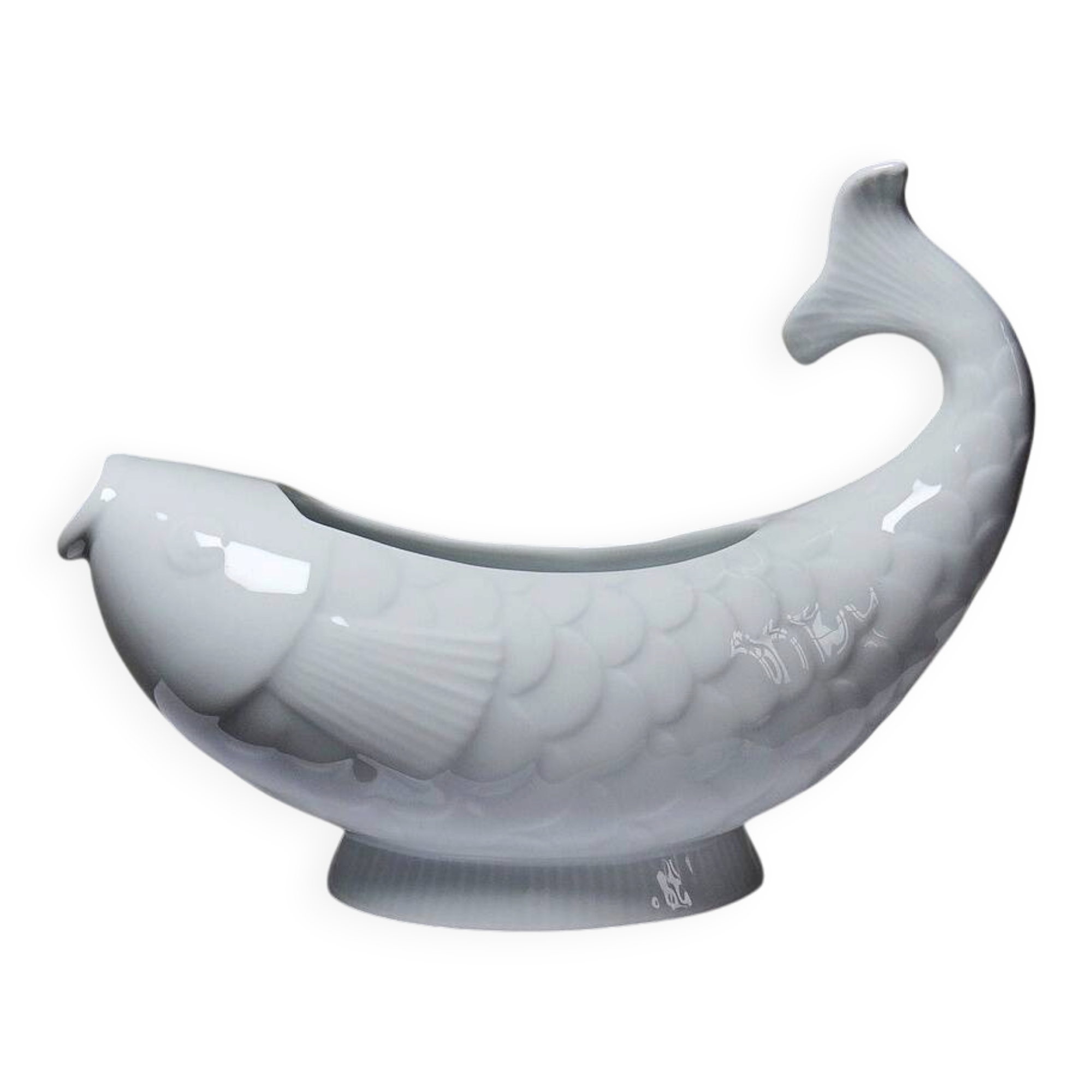 White porcelain sauce boat fish Ocean France, 1970s-1980s