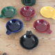 Set of 6 individual colorful vintage ashtrays in earthenware of Saint Clement