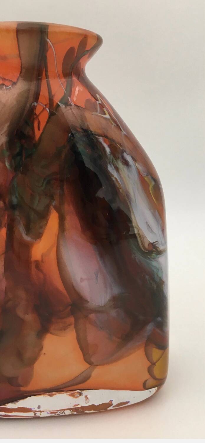 Daniel baroy blown glass vase, signed