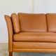 Vintage Danish mid-century Morgans Hansen cognac 3-seater sofa