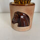 Vintage cigarette holder 1960 Longchamp suede horse - 11 x 10 cm