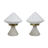 1940s pair of unique art deco table lamps with alabaster base ,czechoslovakia