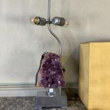 Lamp metal and amethyst circa 1980