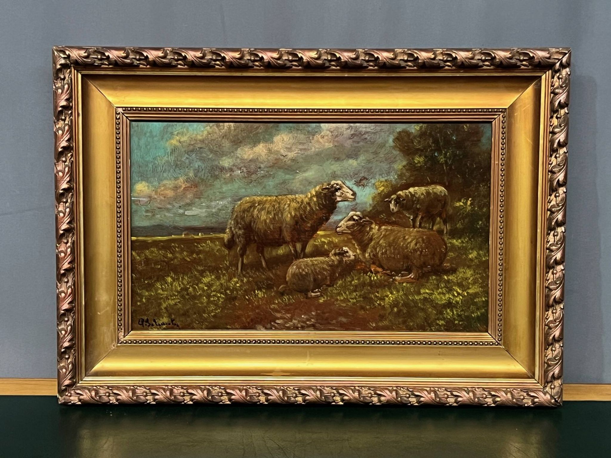 Paul Schouten (1860–1922). Original painting signed "Sheep". Oil on panel.