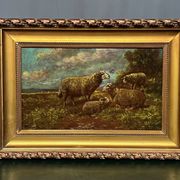 Paul Schouten (1860–1922). Original painting signed "Sheep". Oil on panel.