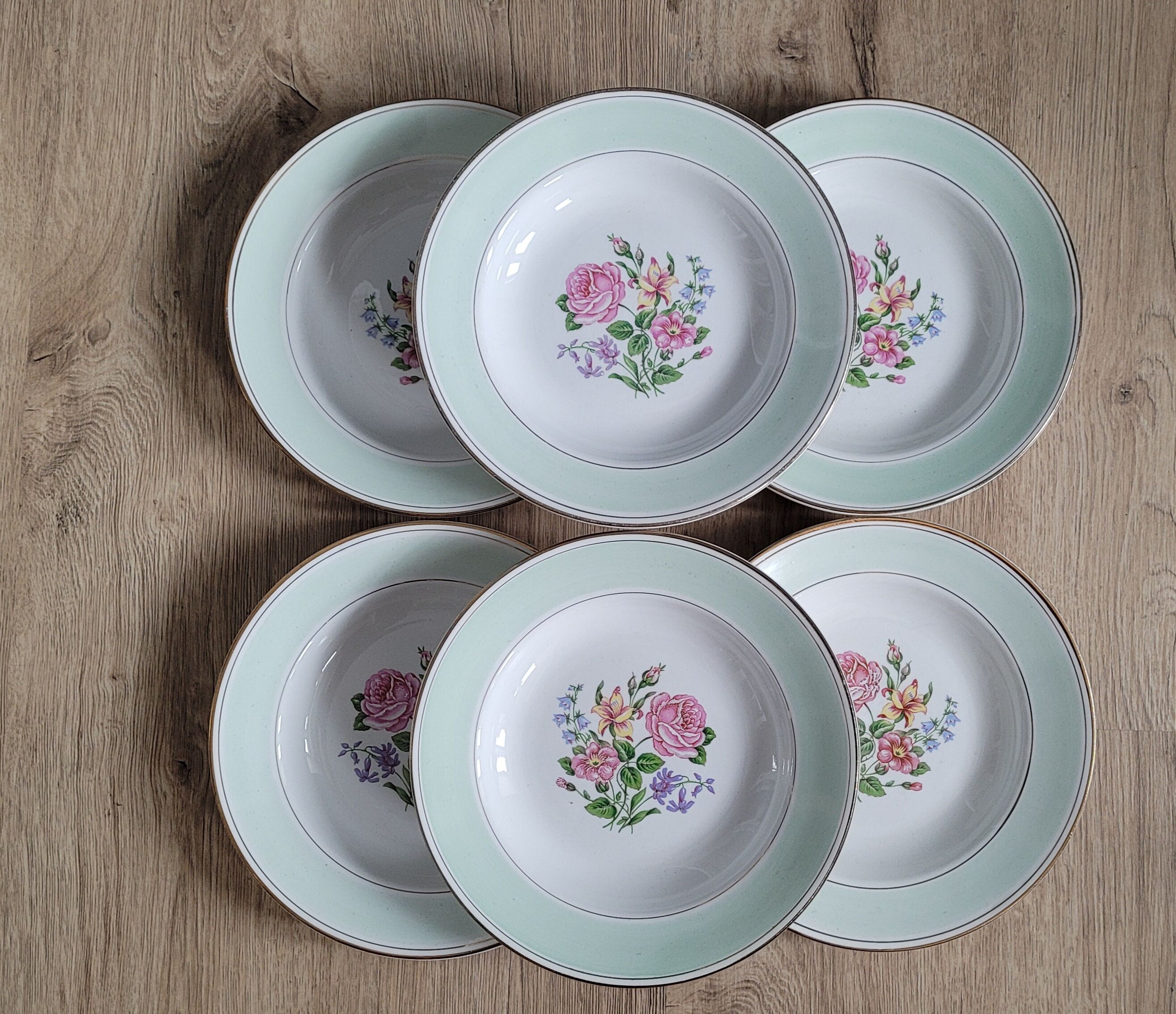 Set 6 plates Amandinoise fleuries