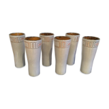 6 large enamelled sandstone glasses from the 1970s