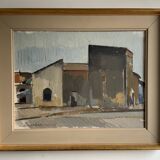 Huile sur toile vintage signée moderniste Gustav Adolf Johansson années 1960