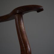 Vintage Sculptural Armchair in Oak and Leather, Danish Modern, 1940s