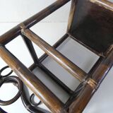 Vintage rattan saddle side table