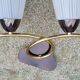 Pair of wall lamps, brass and opaline, vintage, Maison Lunel, 50s