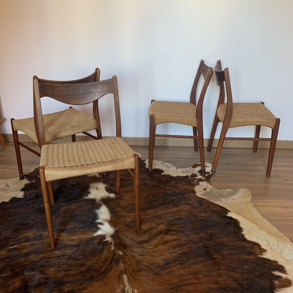 Suite de 4 chaises de Arne Wahl Iversen pour Glyngøre Stolefabrik années 60