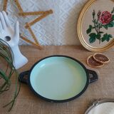 Plat a oeufs vert acier émaillé vintage