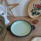 Egg dish green steel enamelled vintage