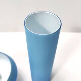 Pair of Cyan Murano Cased Glass Vases by Carlo Moretti, Italy