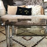 Chromium coffee table and 1970s smoked glass