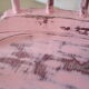 Rocking-chair vintage 50 in pink patina wood