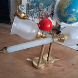 Pair of brass and glass wall sconces