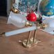 Pair of brass and glass wall sconces