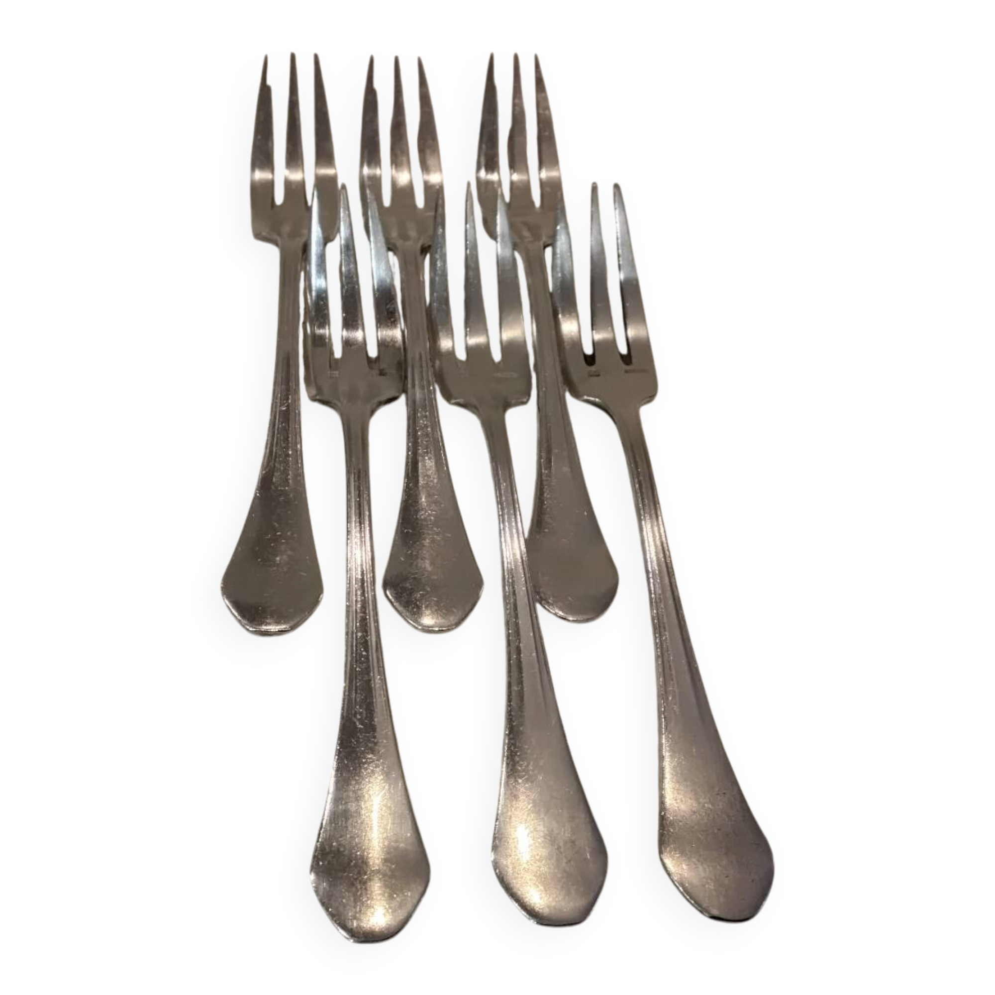 6 silver-plated cake forks by the silversmith Ercuis Medici
